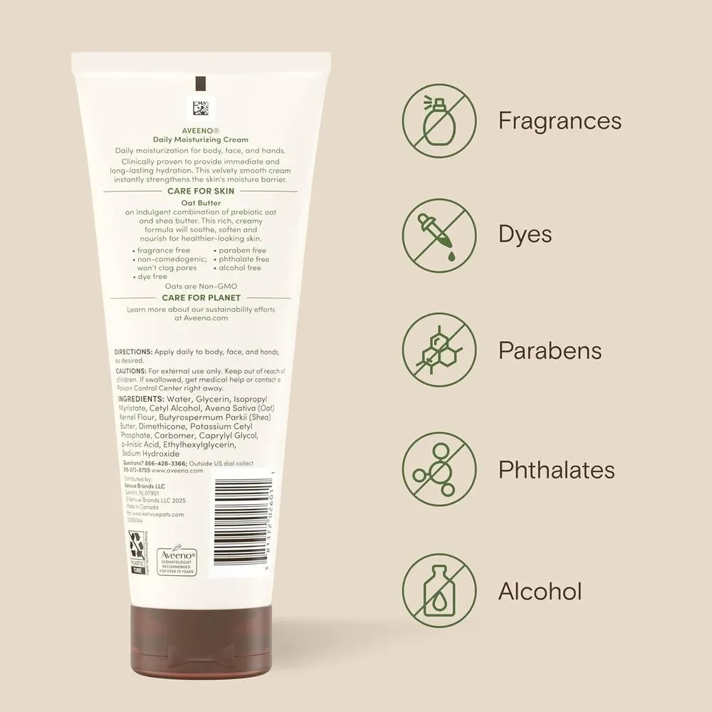 Aveeno DAILY MOISTURIZING CREAM Normal-Dry Sensitive Skin, 7.5 oz